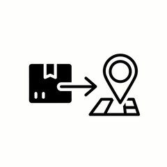 Obraz premium Package delivery service, illustrating shipping of package by the map marker on white background