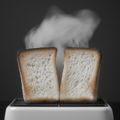 bread in a toaster