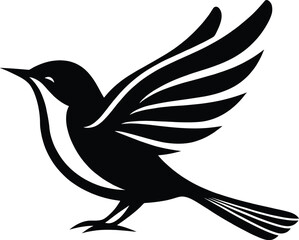 Fototapeta premium Minimal black bird silhouette logo vector design isolated on transparent background.