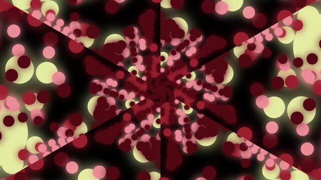 Abstract Psychedelic Swirling Circles and Shapes in Red and Yellow.