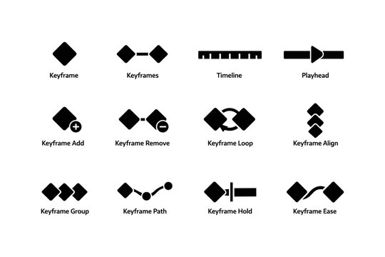 Animation keyframe icons collection for video editing and motion graphics design