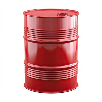 Glossy red metal drum on white background
