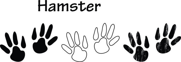 Hamster Footprint Silhouette Vector &ndash; Cute Small Rodent Paw Print Track Icons EPS