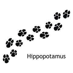 Hippopotamus Footprint Silhouette Vector &ndash; Hippo Animal Track Icon Set EPS