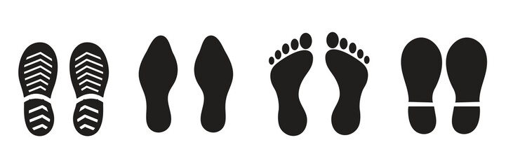 Human Footprint Tracking Vector &ndash; Insole and Shoe Print Silhouette Icons EPS