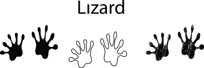 Lizard Footprint Silhouette Vector Set &ndash; Reptile Track Icon Collection EPS