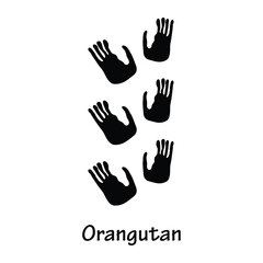 Orangutan Footprint Silhouette Vector &ndash; Primate Paw Print Track Icons EPS