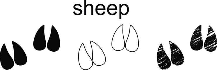 Sheep Footprint Vector Set &ndash; Farm Animal Hoof Print Track Silhouette Icons EPS