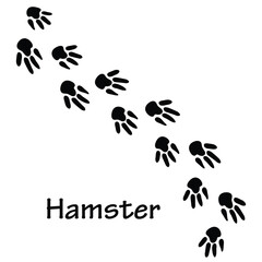 Hamster Footprint Paw Print Icon Set &ndash; Cute Small Rodent Track Silhouette Vector Collection