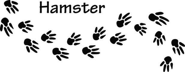 Hamster Footprint Paw Print Icon Set &ndash; Cute Small Rodent Track Silhouette Vector Collection