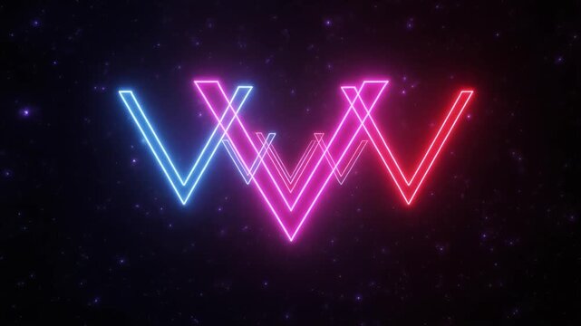 Neon signs in space with glowing lines and stars, abstract background for technology or entertainment use