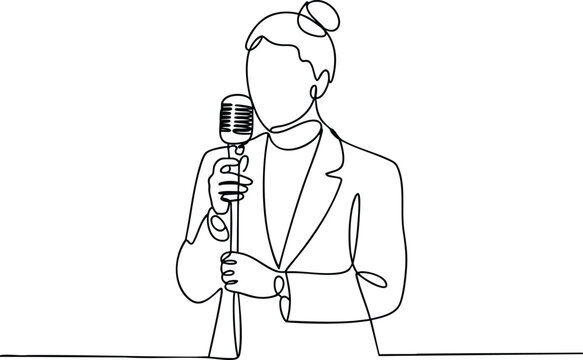 Minimalist Public Speaker Continuous Line Drawing.