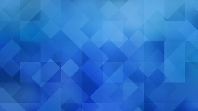 Blue loopable geometric mosaic pattern background animation, overlapping squares and diamonds, modern digital aesthetic, clean corporate backdrop