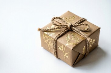 Obraz premium An isolated Christmas gift box wrapped in festive red paper and decorated with a golden bow and ribbon makes a beautiful holiday present for any celebration or surprise anniversary