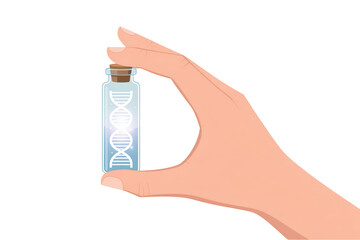 Fototapeta premium Hand holding DNA vial with glowing genetic material