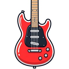 Red Electric Guitar Illustration - Musical Instrument for Rock and Roll.