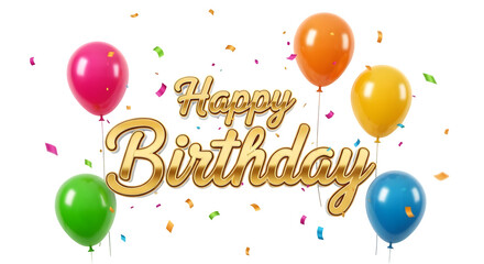 Fototapeta premium Happy birthday wishes with colorful balloons on transparent background
