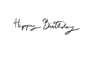 Fototapeta premium Happy birthday text font calligraphy hand written lettering script black color object icon happy birthday party anniversary happy birthday gift cake festival party congratulation happy birthday funny