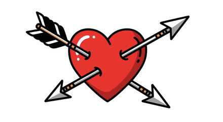 Red Heart with Arrows Illustration.