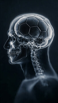 X-ray plate shows a person's soccer ball-shaped brain