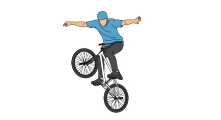 Fototapeta premium BMX rider performing a wheelie trick on a bicycle, dynamic action pose