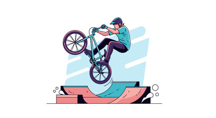 Naklejka premium BMX Rider Performing Stunt on Ramp