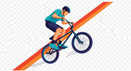 Naklejka premium BMX Rider Performing Trick on Diagonal Ramp with Motion Streaks