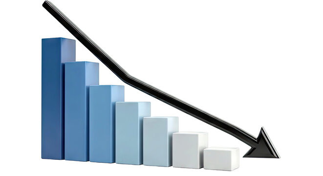Bar Chart with Downward Trend Arrow