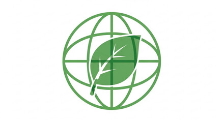 Green globe symbol with leaf eco friendly logo environmental protection icon sustainable earth