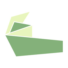 Minimalist Green Origami Banner Shapes, Creative Green Geometric Speech Bubbles Set