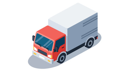 Isometric Delivery Truck Illustration for Logistics and Transportation Services.