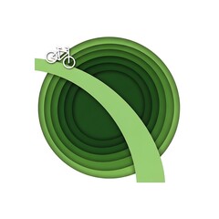 Modern eco friendly bicycle on green circular path