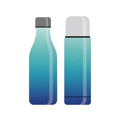 Modern reusable bottles in soothing blue gradient colors