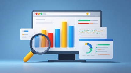 Modern SEO Analytics Dashboard with Search Bar and Data Visualization Interface