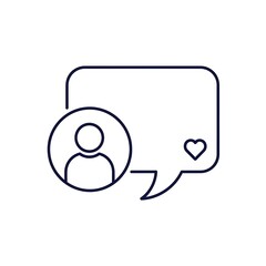 Simple line art speech bubble with heart icon
