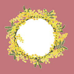 ミモザのリース（リース内透過・コーラル）