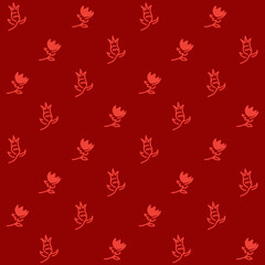Hand Drawn Flowers Vector Seamless Pattern