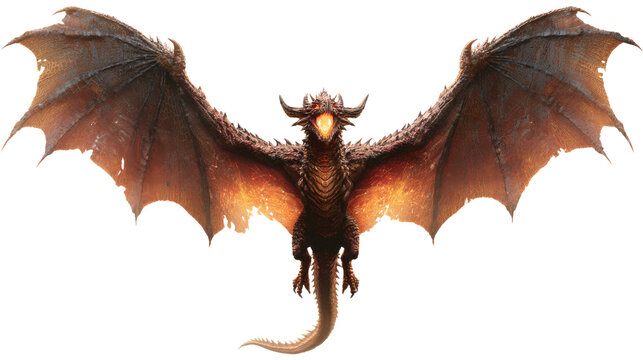 Dragon majestic fire dragon with wings spread and glowing eyes