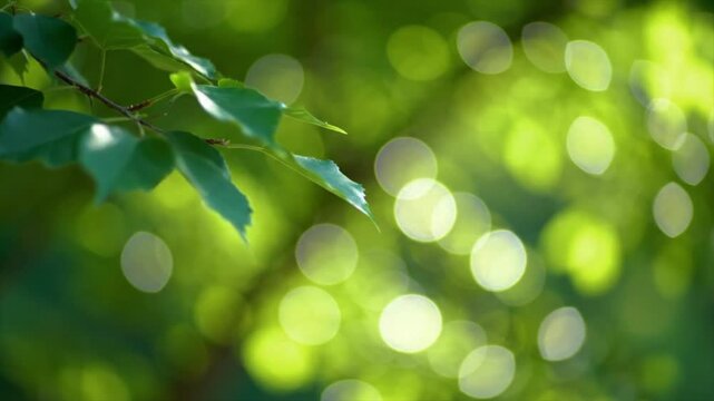 green bokeh background, green leafs defocused background 4K