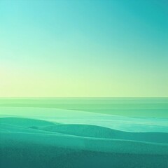 Obraz premium a serene painting of the ocean in layered green and blue tones, gentle waves under a soft sky, evoking calm and coastal tranquility