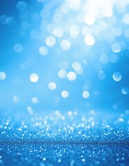 Obraz premium sparkling blue glitter background with soft bokeh lights creating a dreamy, festive atmosphere