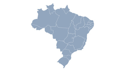 Fototapeta premium Brazil Map with States Outlined - Accurate Political Division of South American Country