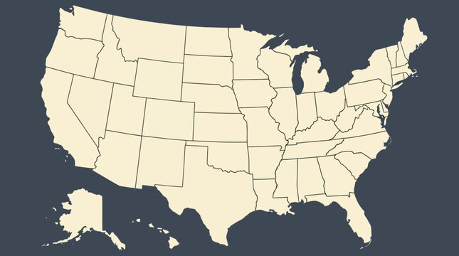 Clean Vector Map of the United States with All State Outlines. USA Geography Illustration for Data Visualization, Education, and Presentations.