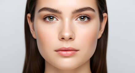 Fototapeta premium Beautiful young woman with perfect skin and natural makeup.