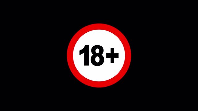 Bright 18 Plus Badge Animation with Clean Warning Symbol Design