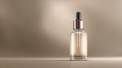 Naklejka premium Serum Bottle in Soft Light: Elegant serum bottle on a softly lit background, capturing the essence of beauty and wellness.