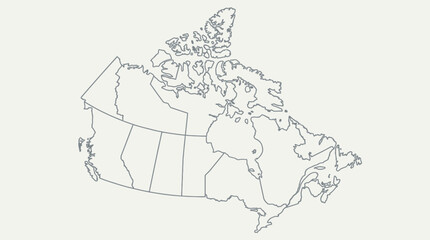 Canada Map Outline with Provinces and Territories - Minimalist Vector Design