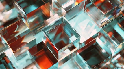 Interlocking glass modules forming diagonal data structures