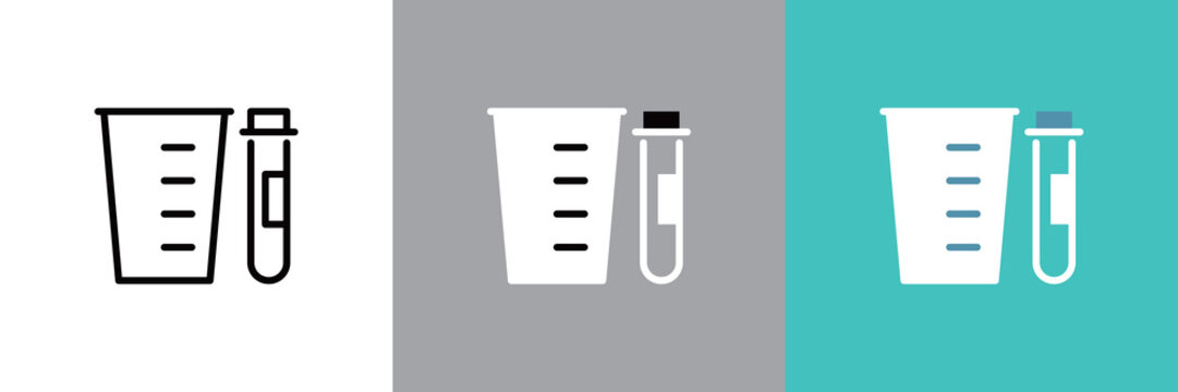 シンプルな尿検査の紙コップと試験管のベクターアイコン