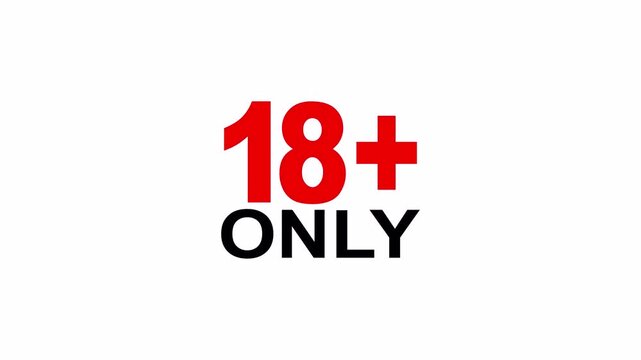 Simple 18 Plus Warning Symbol Loop Animation with Clean UI Overlay Style on Transparent Background